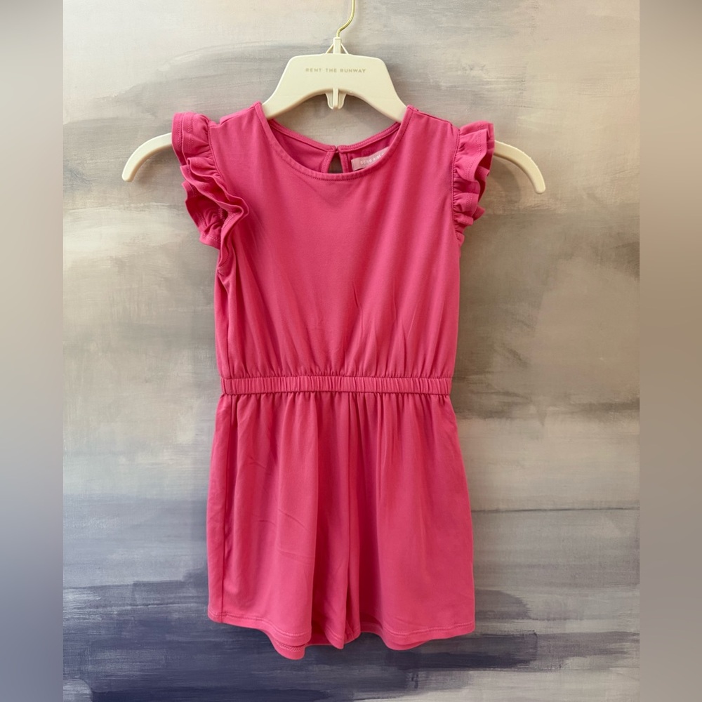 Girls Pink Ruffle Sleeve Romper‎